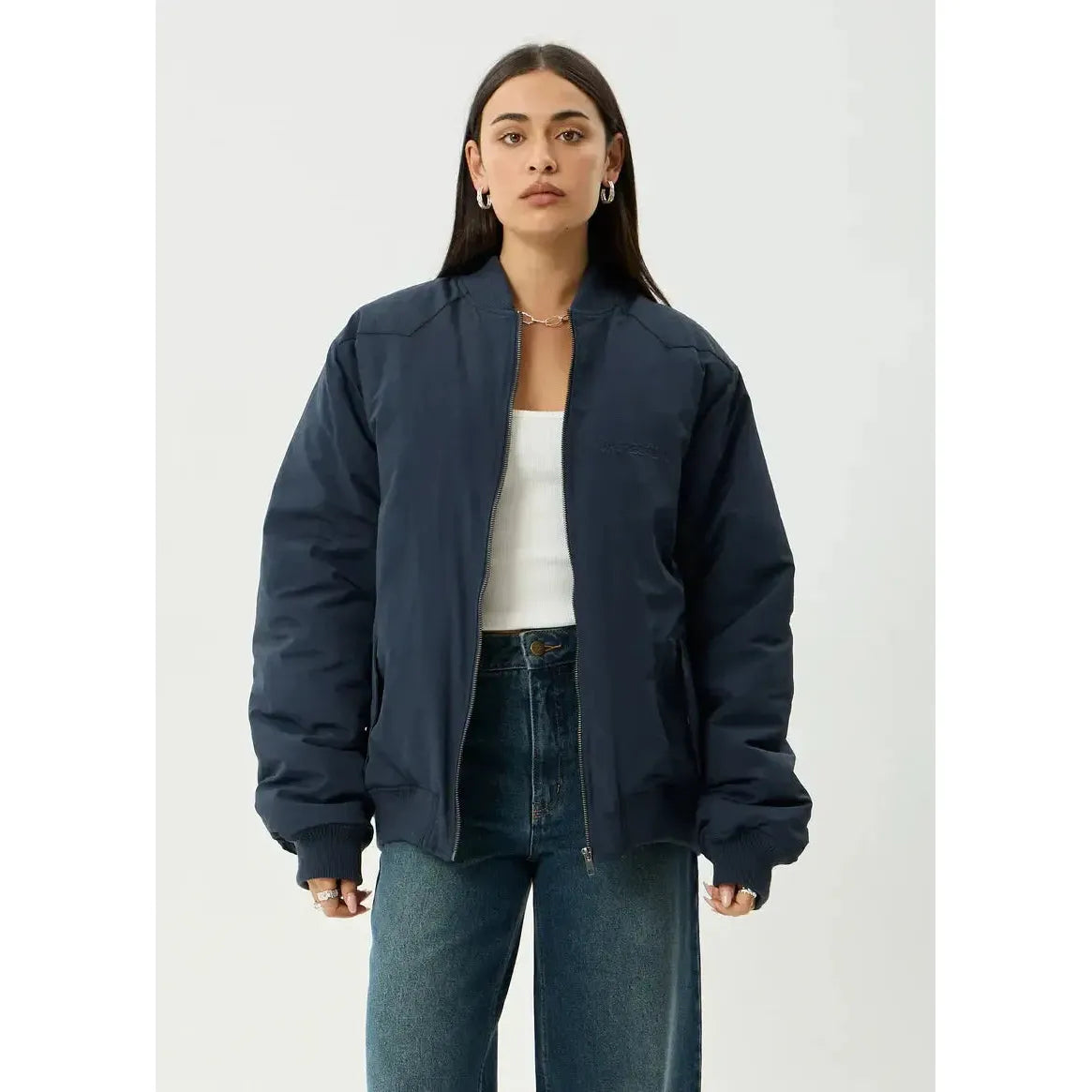 Afends No More Bombs Recycled Bomber Jacket - Deep Sea