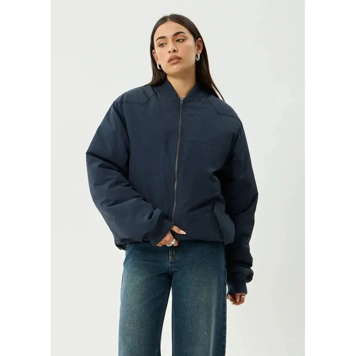 Afends No More Bombs Recycled Bomber Jacket - Deep Sea