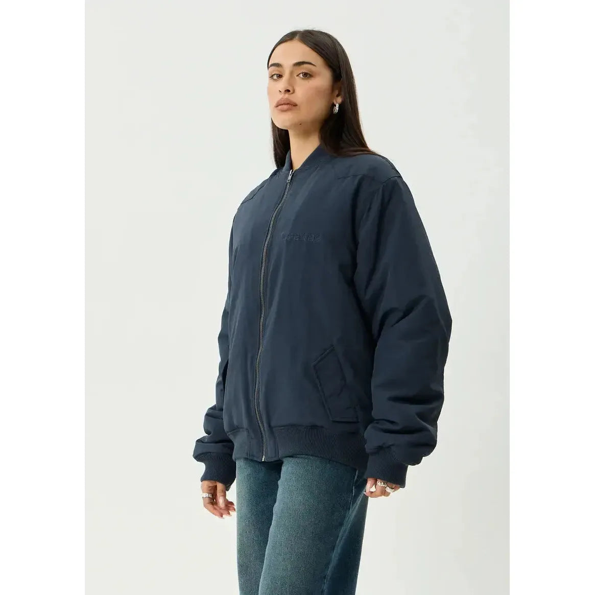 Afends No More Bombs Recycled Bomber Jacket - Deep Sea