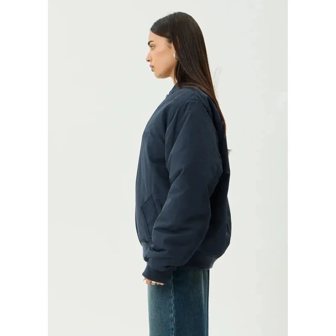 Afends No More Bombs Recycled Bomber Jacket - Deep Sea