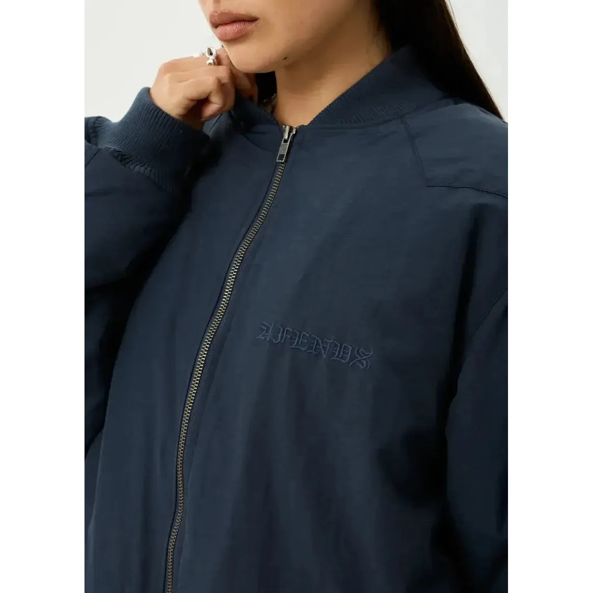 Afends No More Bombs Recycled Bomber Jacket - Deep Sea