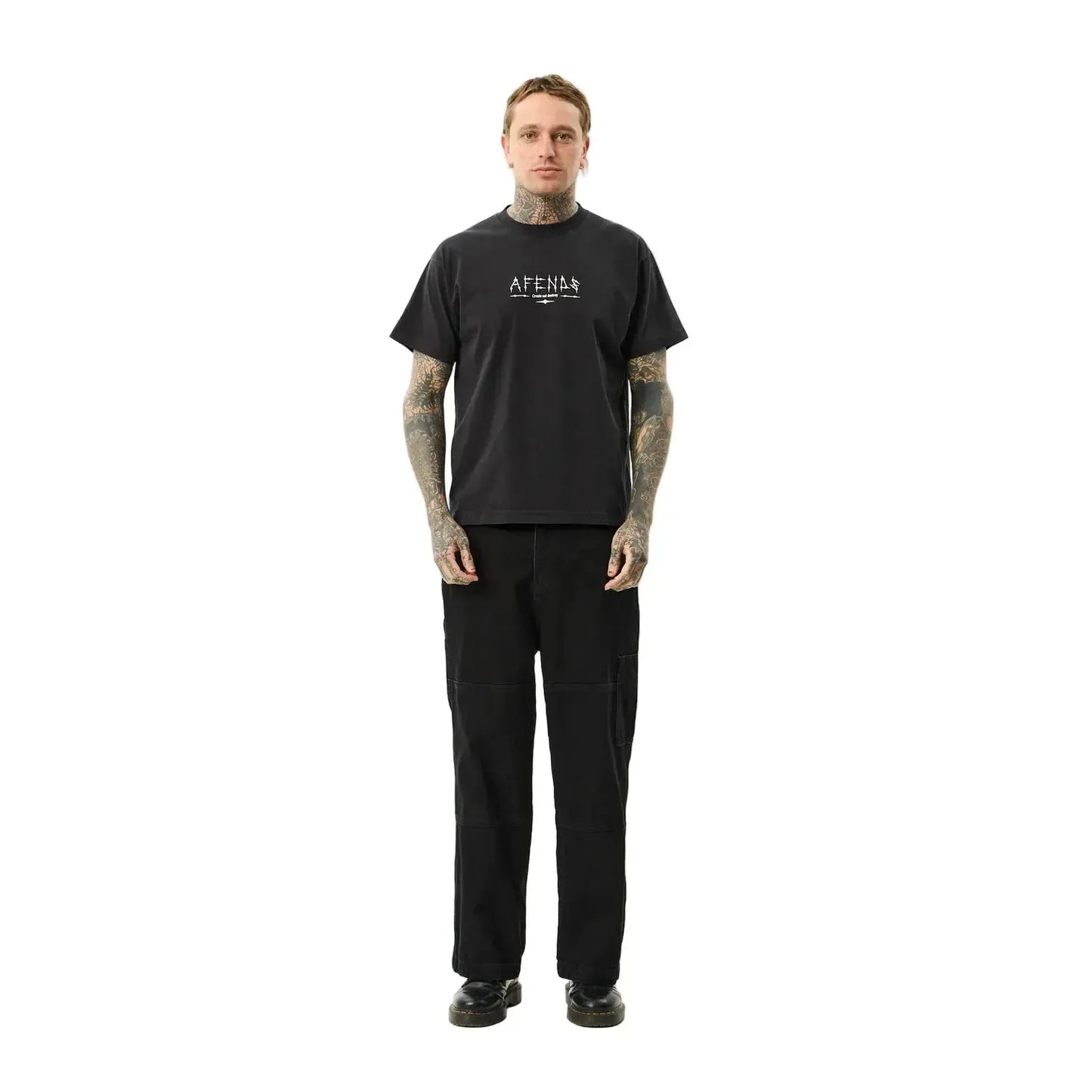 Afends Spinal Boxy Tee - Stone Black