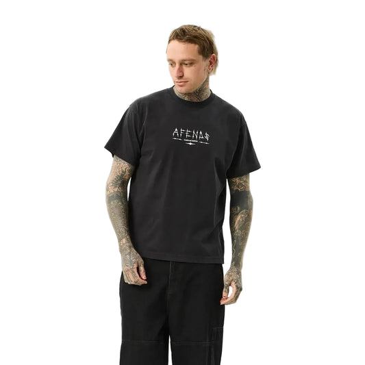 Afends Spinal Boxy Tee - Stone Black