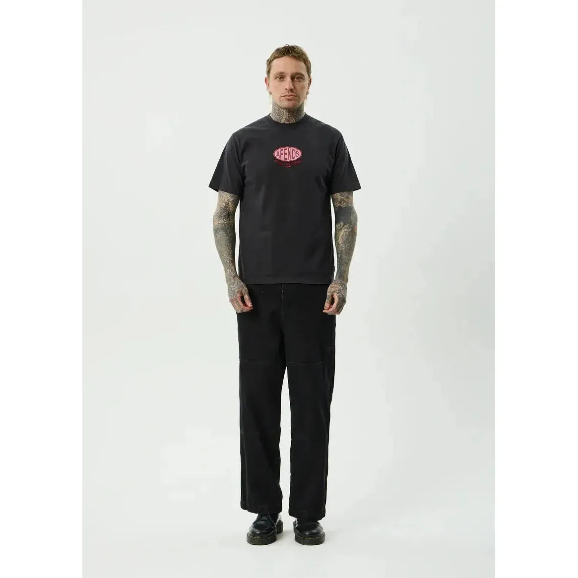 Afends Destroyed Retro Fit Tee - Stone Black - Welcome Boardstore