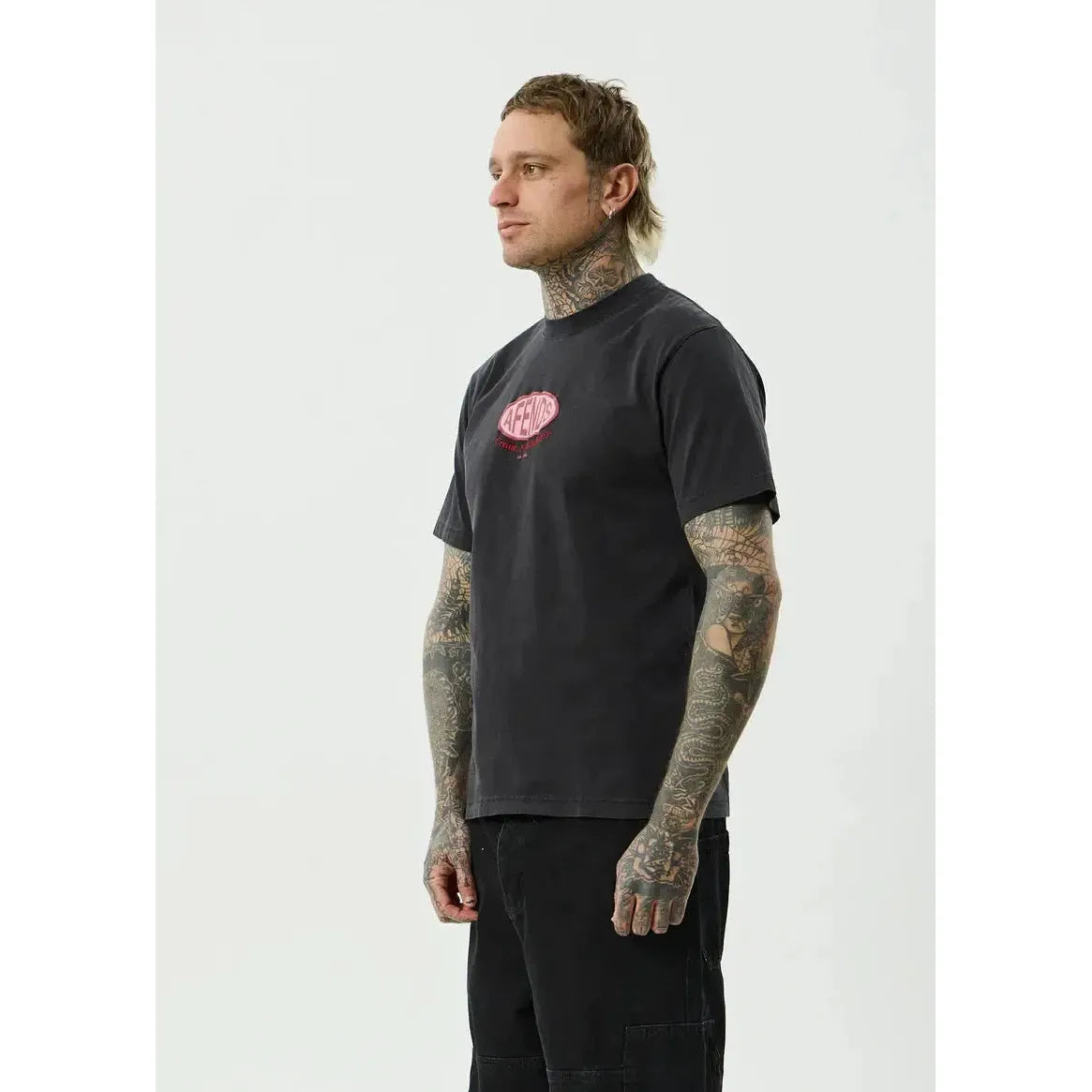 Afends Destroyed Retro Fit Tee - Stone Black - Welcome Boardstore