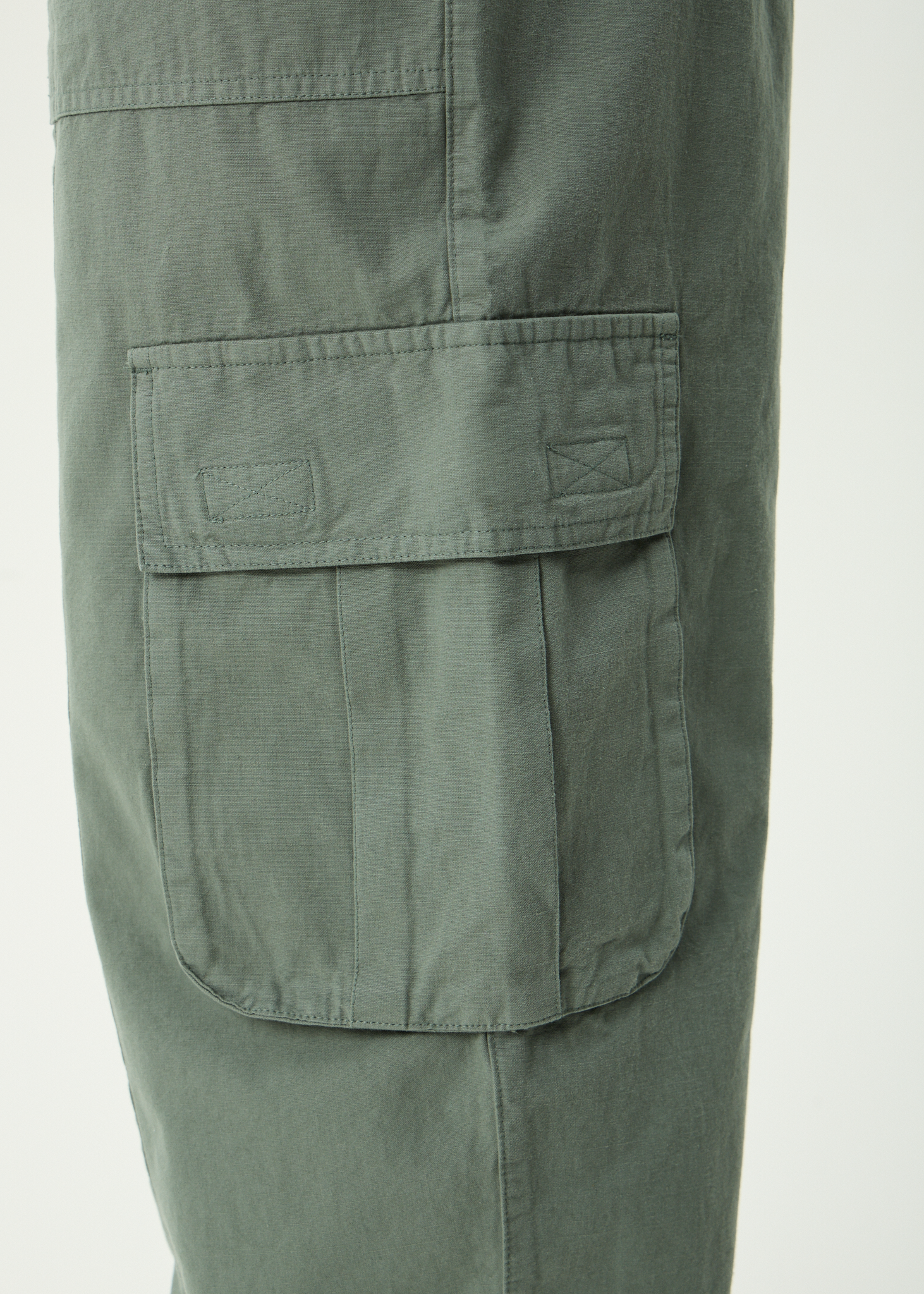 Afends Summit Pleated Cargo Pant Washed Sycamore — flat lay