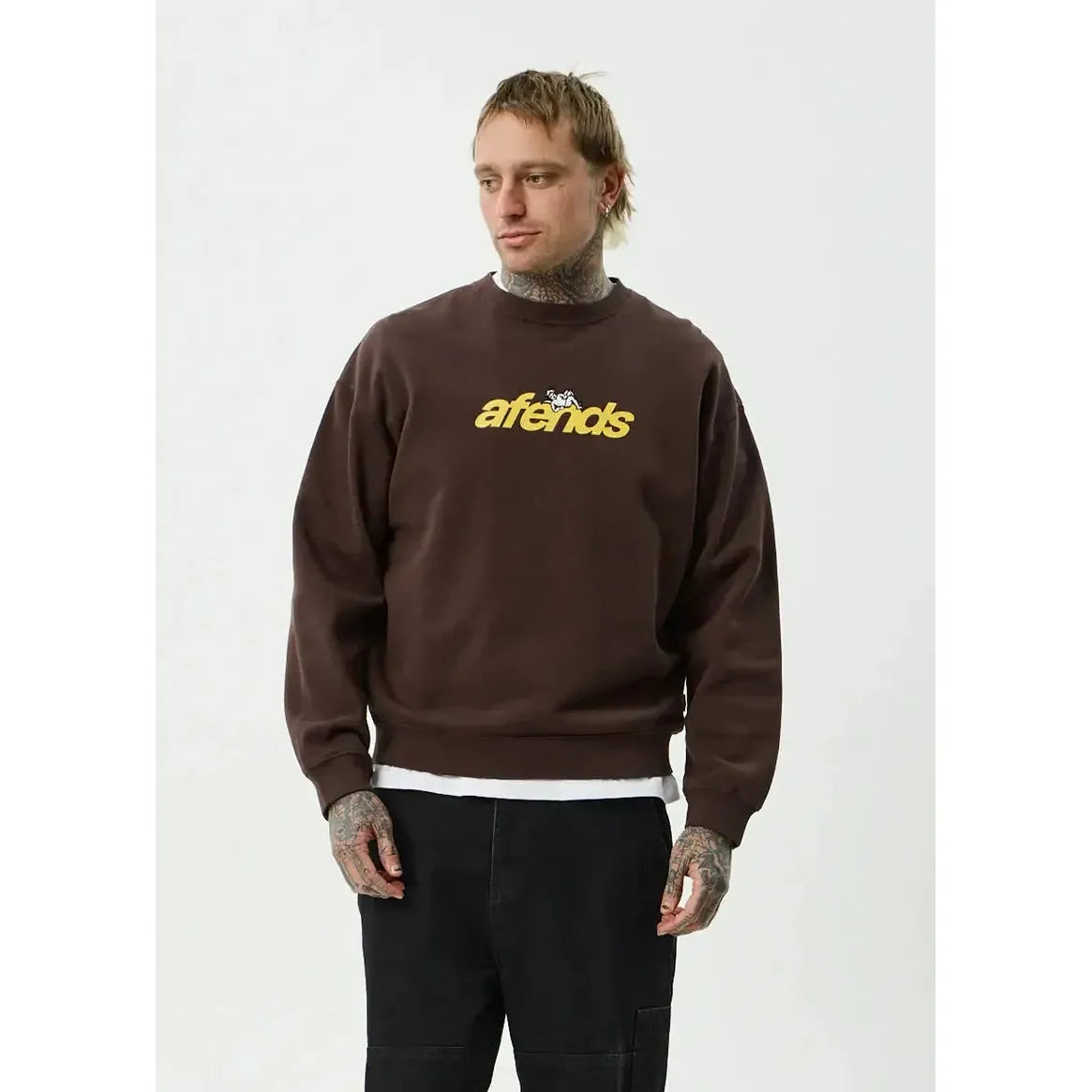 『AFENDS』Hemp Panel Crew Neck Jumper Afends Angel Boy Crew Neck Jumper - Washed Coffee – Welcome Boardstore