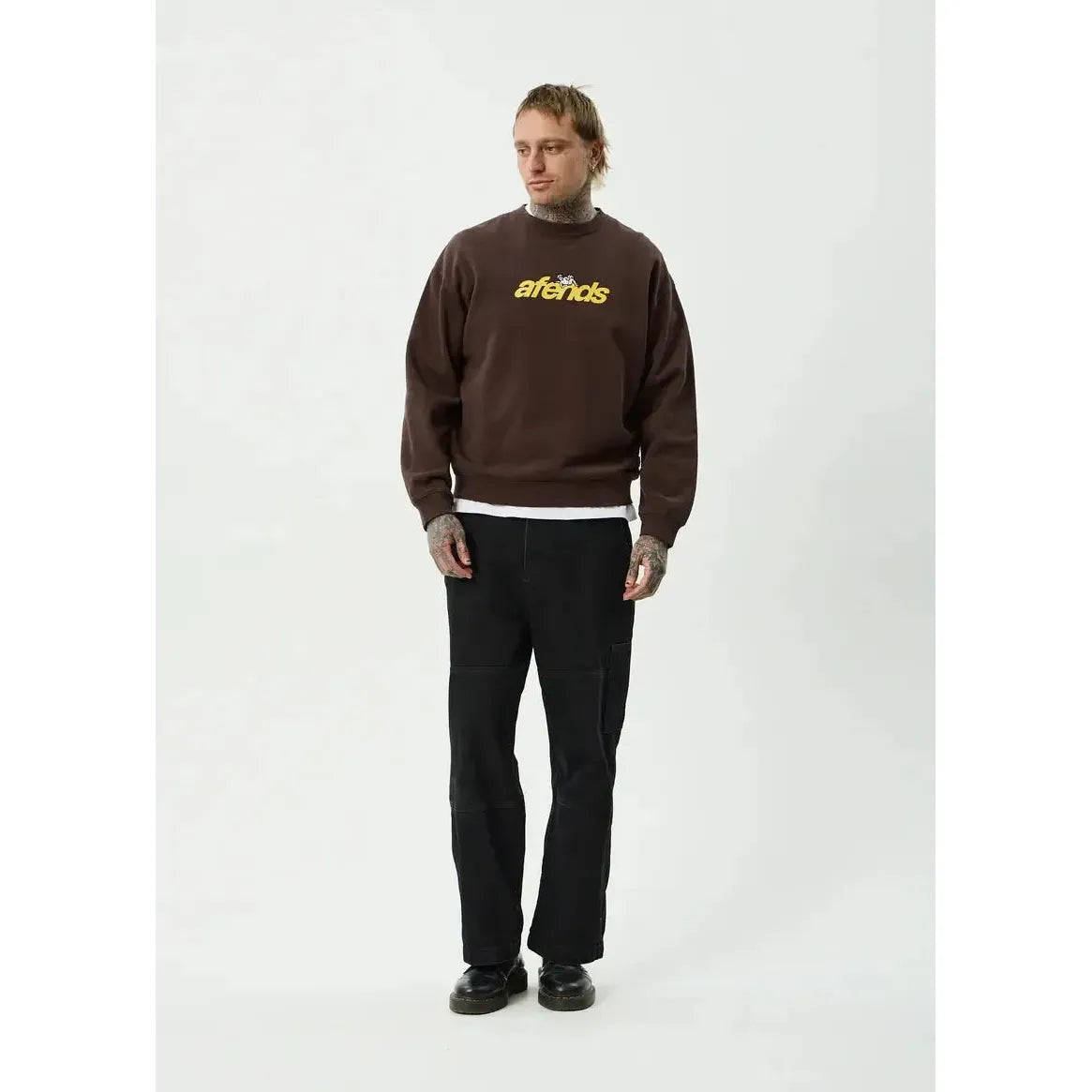 『AFENDS』Hemp Panel Crew Neck Jumper AFENDS Womens Ryan - Crew Neck Jumper - Black