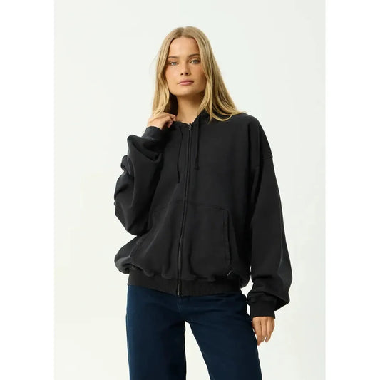 Afends Residence Boxy Zip Hoodie - Stone Black