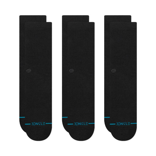 Stance Icon 3 Pack Socks - Black/Black