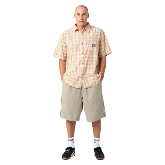 Rusty Worldwide Curved Hem Short Sleeve Shirt - Tobacco