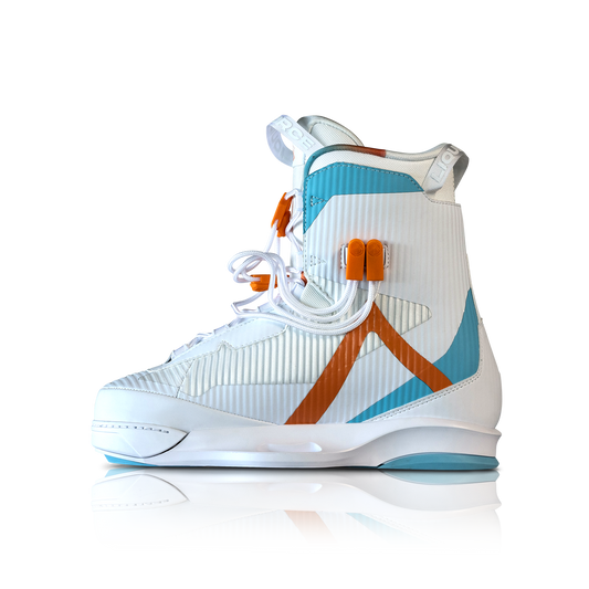 2027 Liquid Force Vertex 6X Wakeboard Bindings White - angled view showing woven precision upper