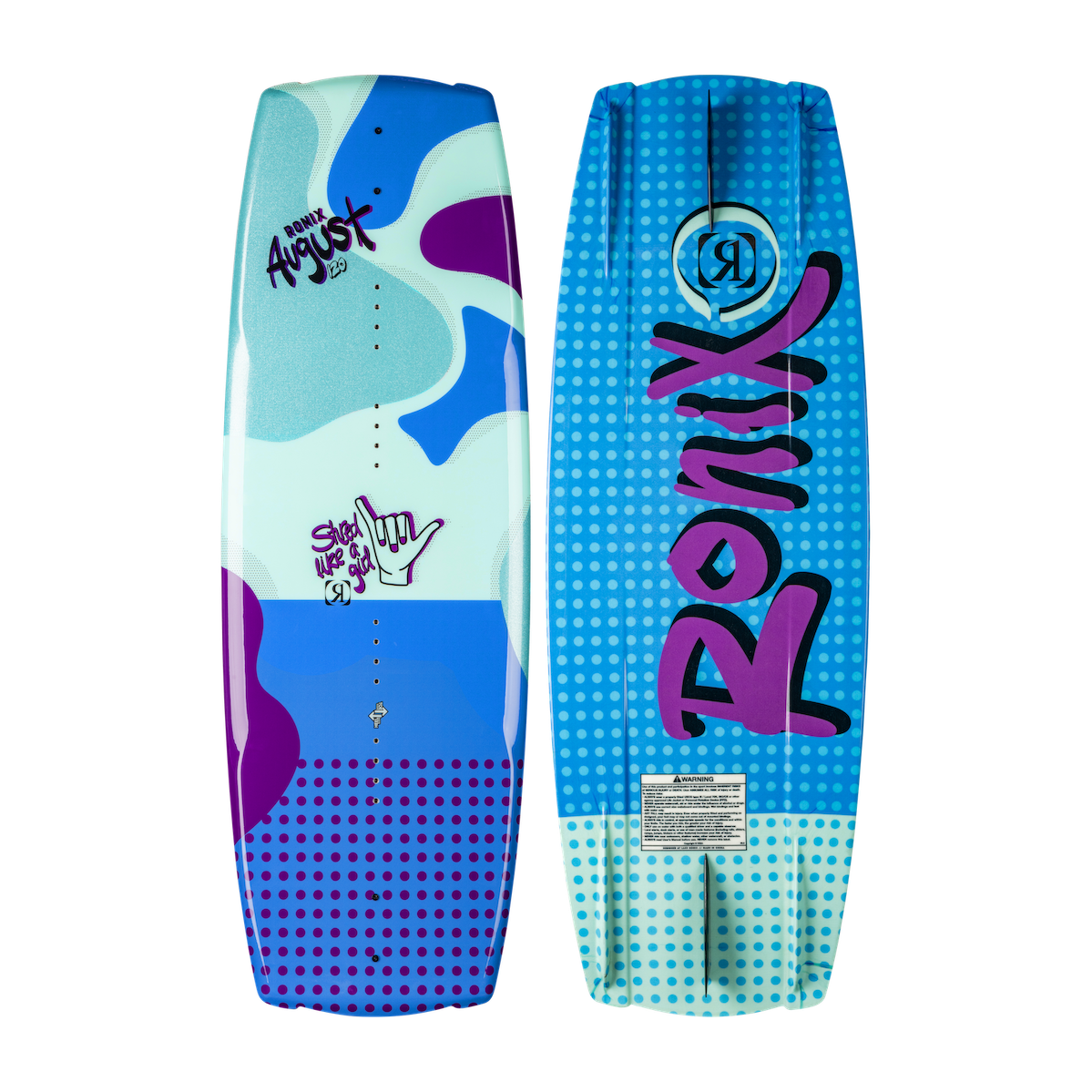 2027 Ronix August Kids Wakeboard Shaka Blue / Purple — topsheet and base together