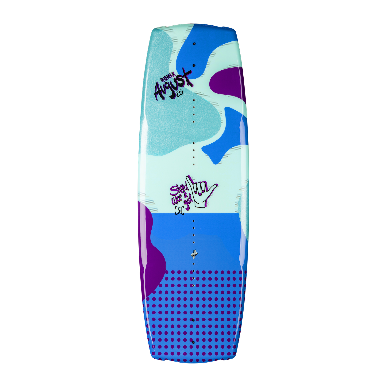 2027 Ronix August Kids Wakeboard Shaka Blue / Purple — topsheet graphic