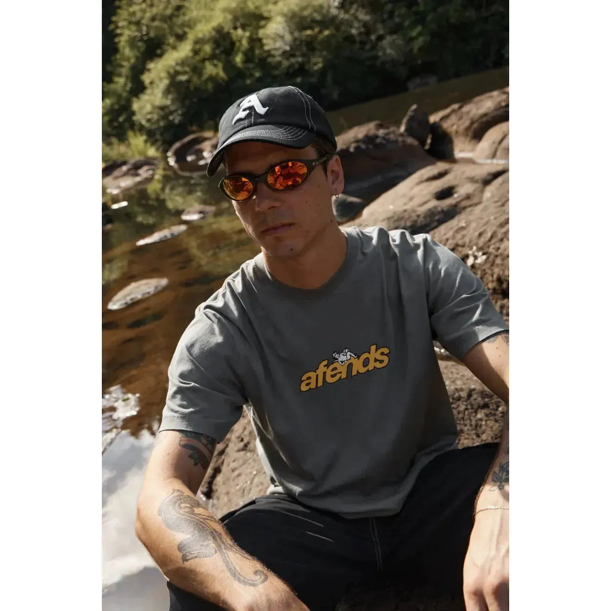 Afends Angel Boy Retro Fit Tee - Washed Sycamore - Welcome Boardstore