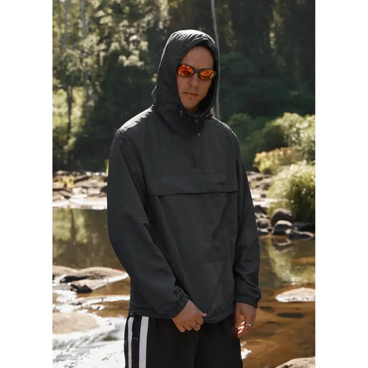 Afends System Water Resistant Spray Anorak Jacket - Black