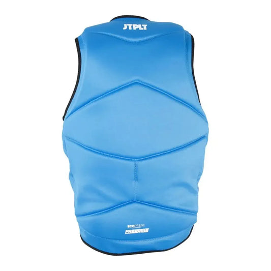Blue wakeboard impact vest with JTPLT logo, designed for watersports protection