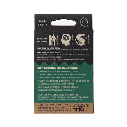 Spiral Wax Co Natural Wax box back with details