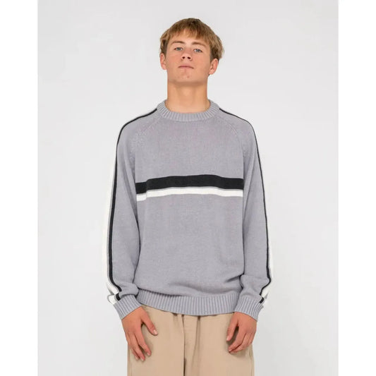 2026 Rusty White Lines 2.0 Knitted Crew - Stone Grey