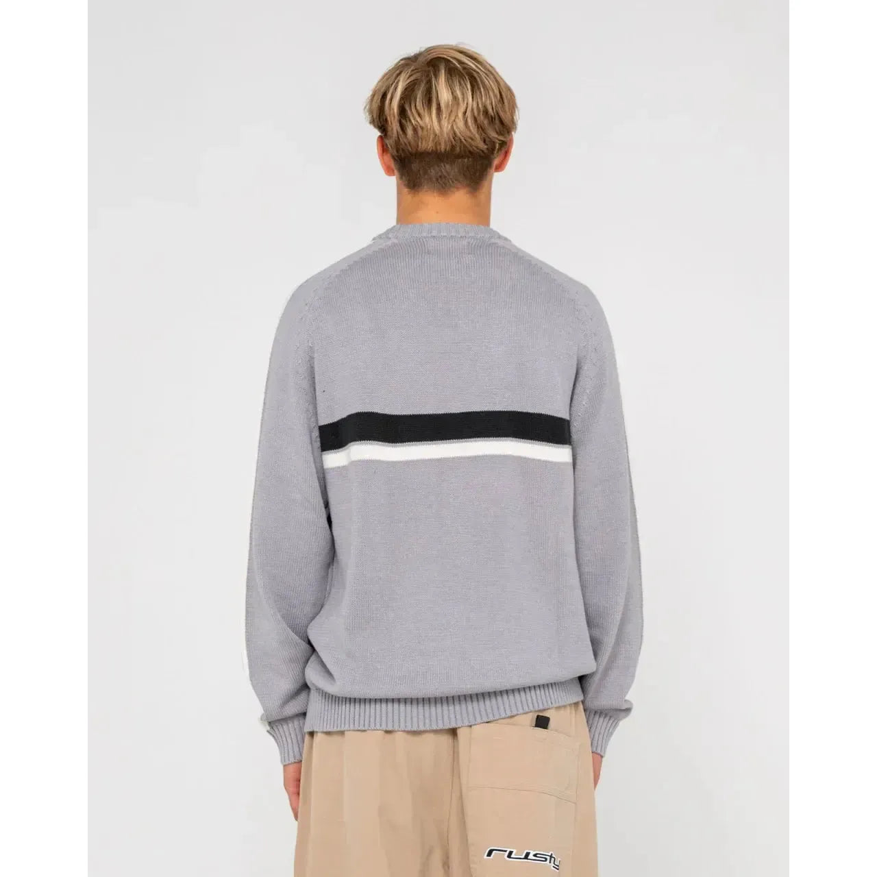 2026 Rusty White Lines 2.0 Knitted Crew - Stone Grey