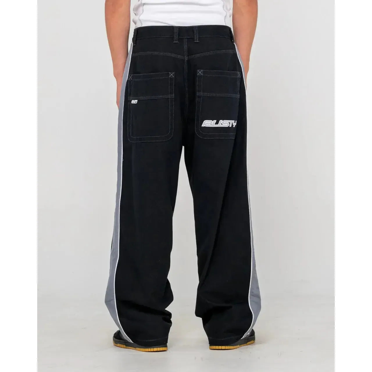 Rusty Flip Daddy Taped Baggy Fit Pants - Black