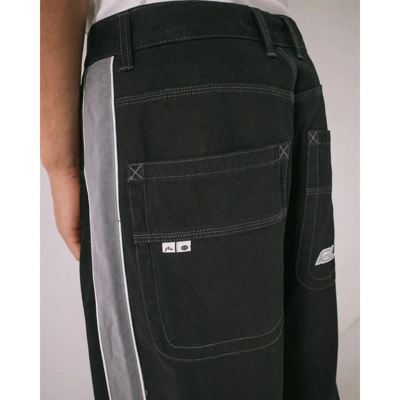 Rusty Flip Daddy Taped Baggy Fit Pants - Black