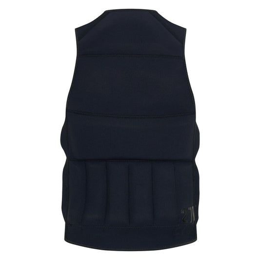 Black wakeboard impact vest with padded panels, ideal for water sports protection