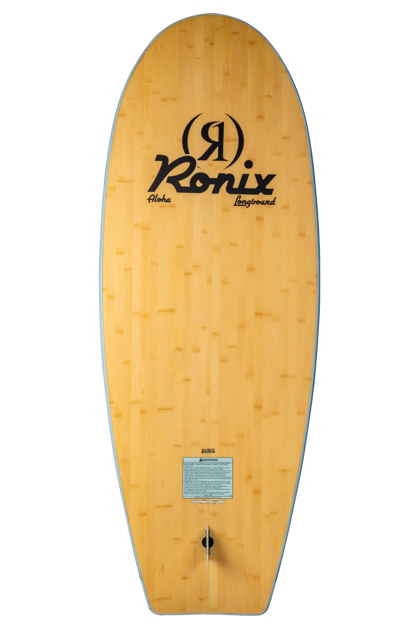 2027 Ronix Aloha Marsh Mellow Longboard Wakesurf Mist / Bamboo — base with single Aloha fin
