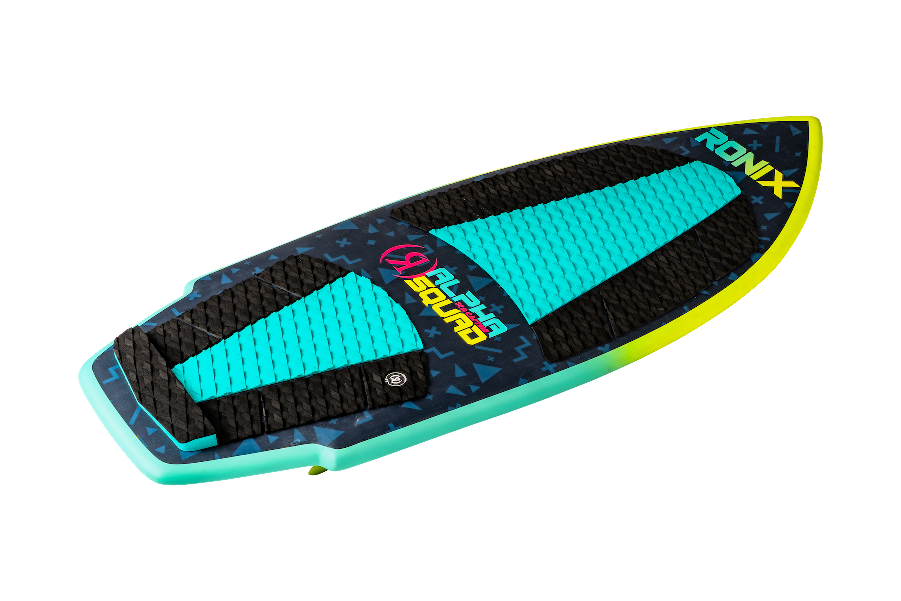 2027 Ronix Alpha Squad Sea Captain Wakesurf Blue / Yellow — topsheet, angled
