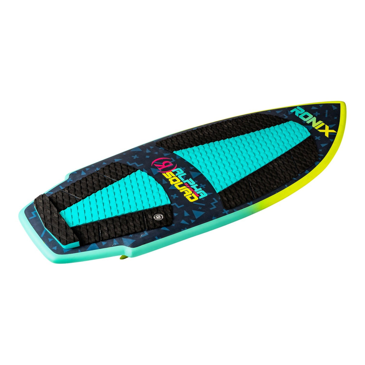 2027 Ronix Alpha Squad Sea Captain Wakesurf Blue / Yellow — topsheet, angled