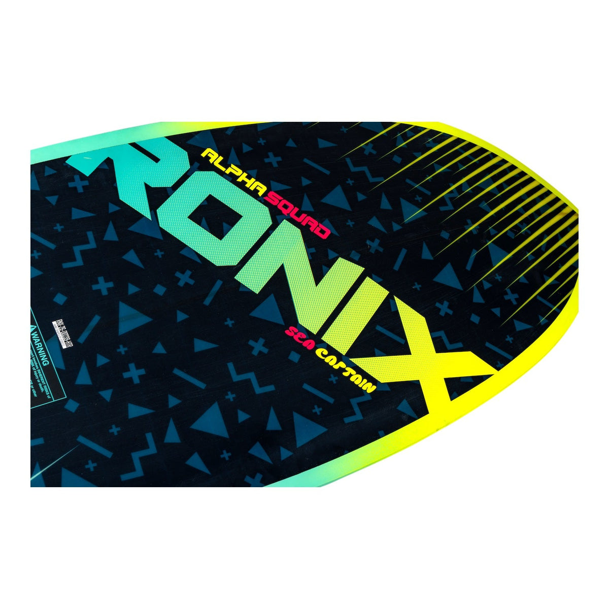 2027 Ronix Alpha Squad Sea Captain Wakesurf Blue / Yellow — deck and rail detail