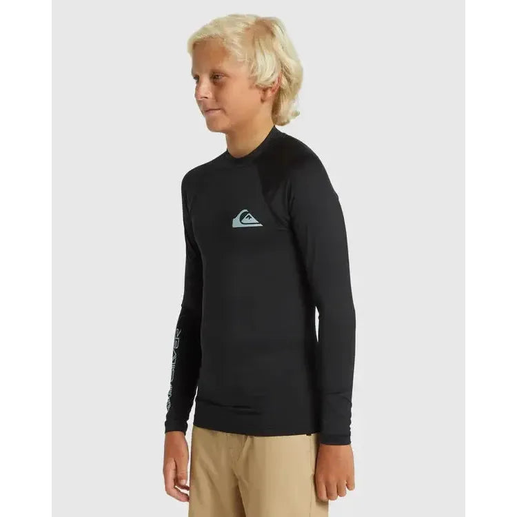 2026 Quiksilver Everyay Solid UPF50 Youth LS Rash Vest - Black