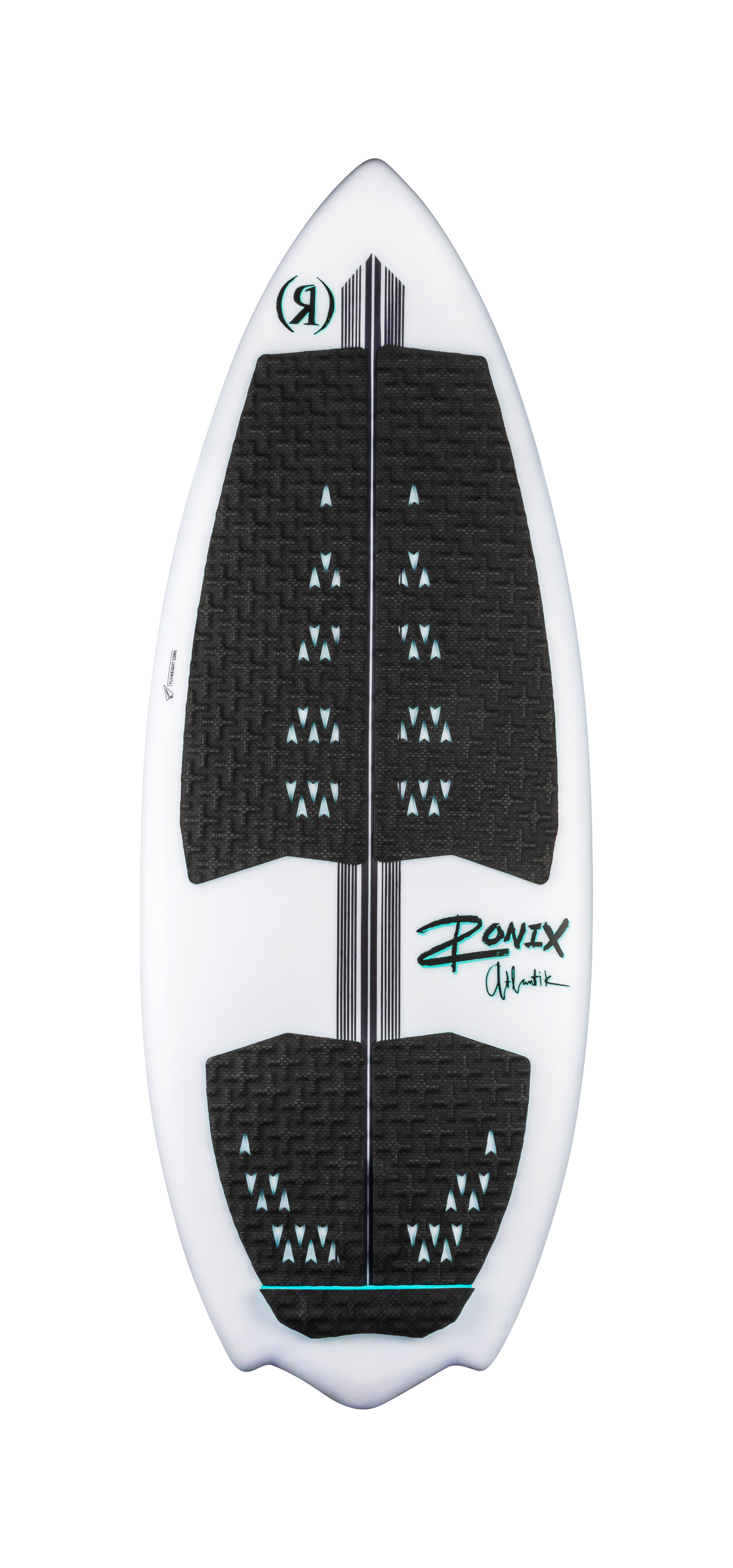 2027 Ronix Atlantik Flyweight Pro Wakesurf White / Black Swell — topsheet