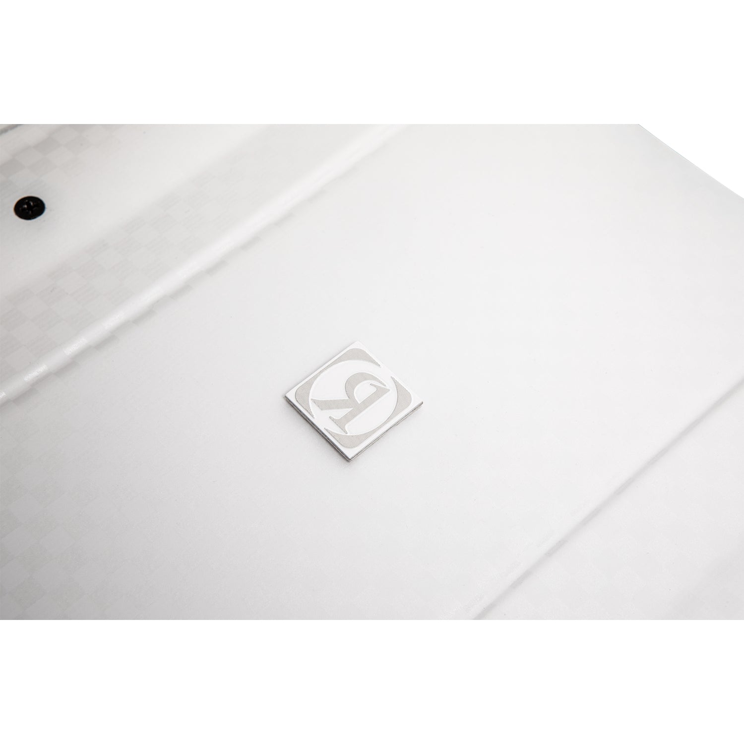 2027 Ronix One Blackout Technology Wakeboard Pearl White — rail and fin detail