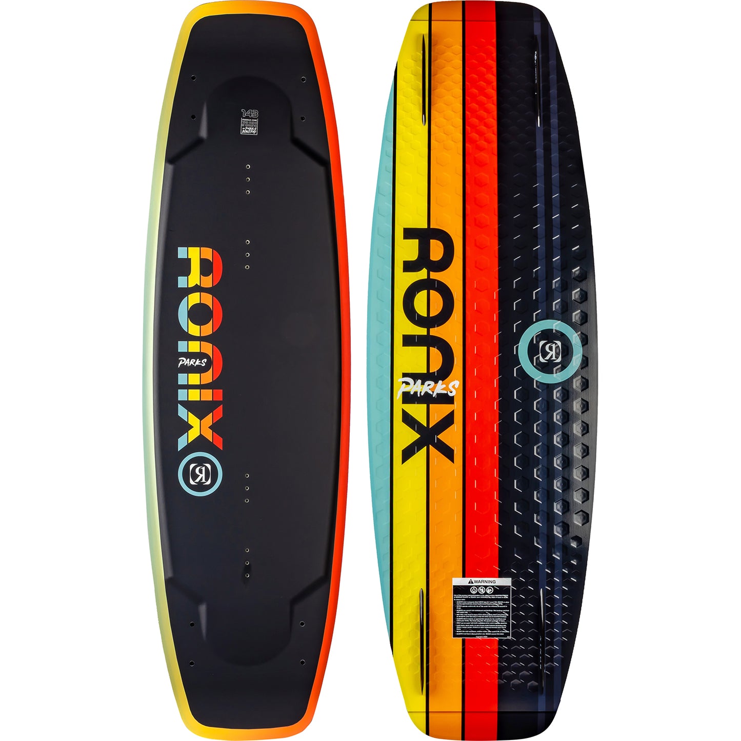 2027 Ronix Parks Wakeboard Black / Sunset — topsheet and base