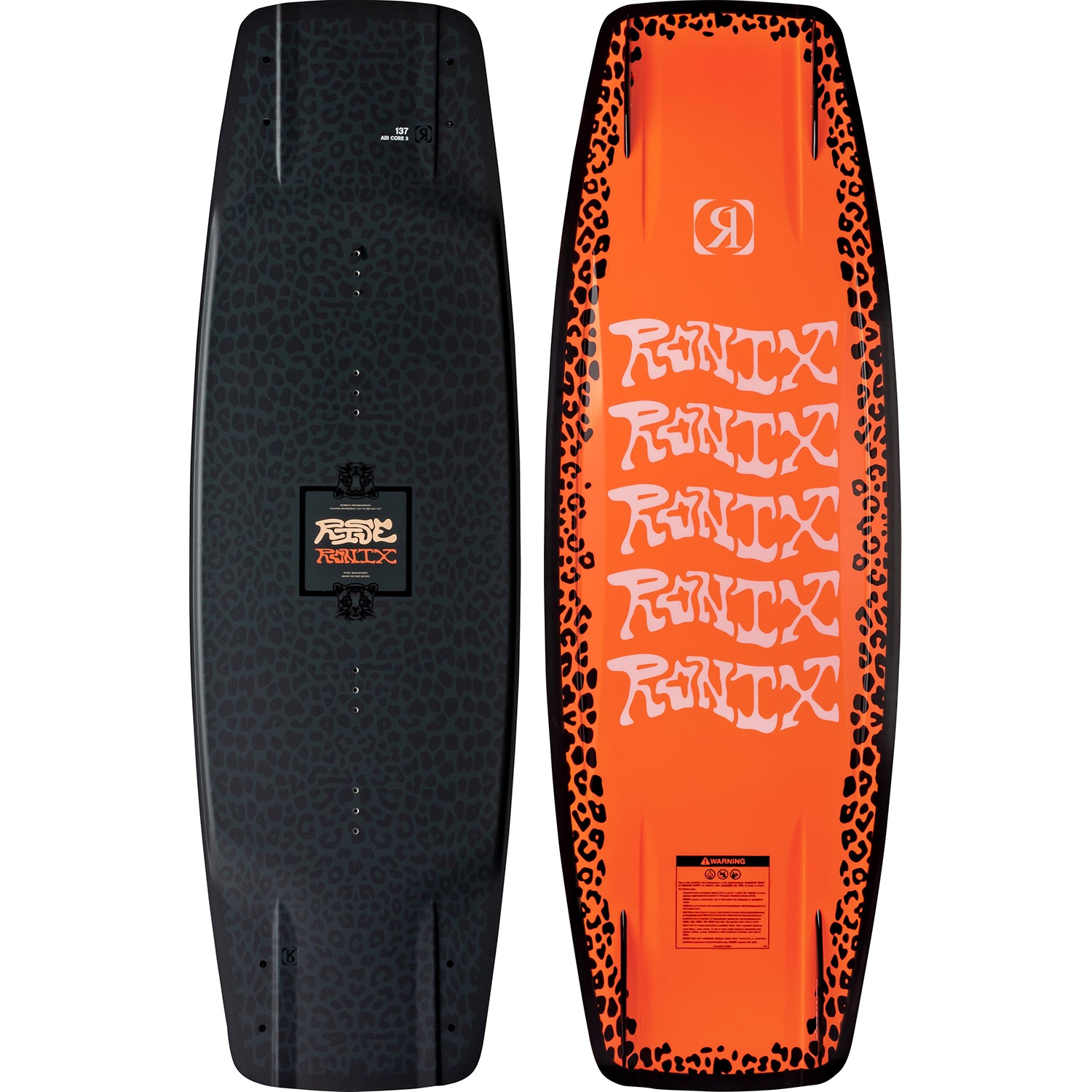 2027 Ronix Rise Wakeboard Matte Black Cheetah — topsheet and base