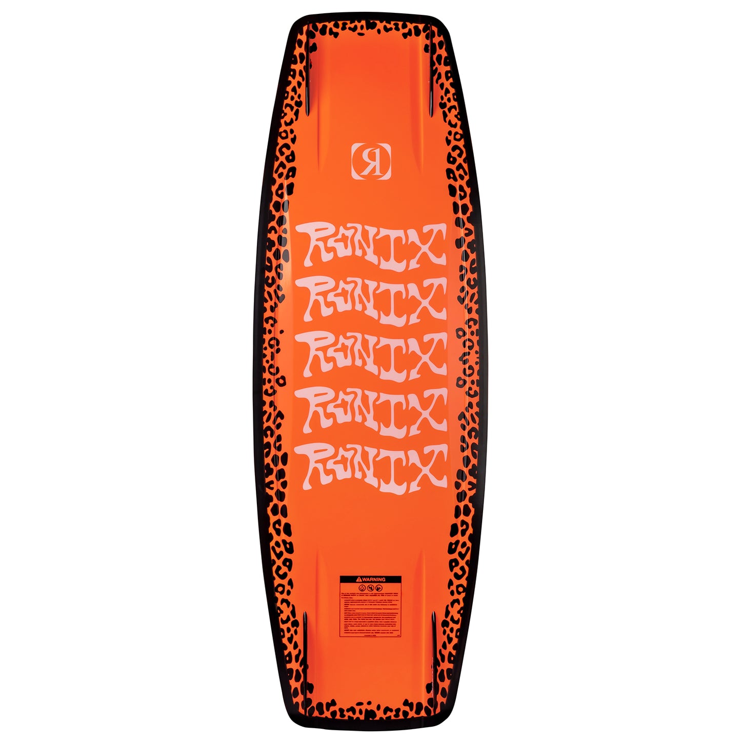 2027 Ronix Rise Wakeboard Matte Black Cheetah — base channels and fin detail