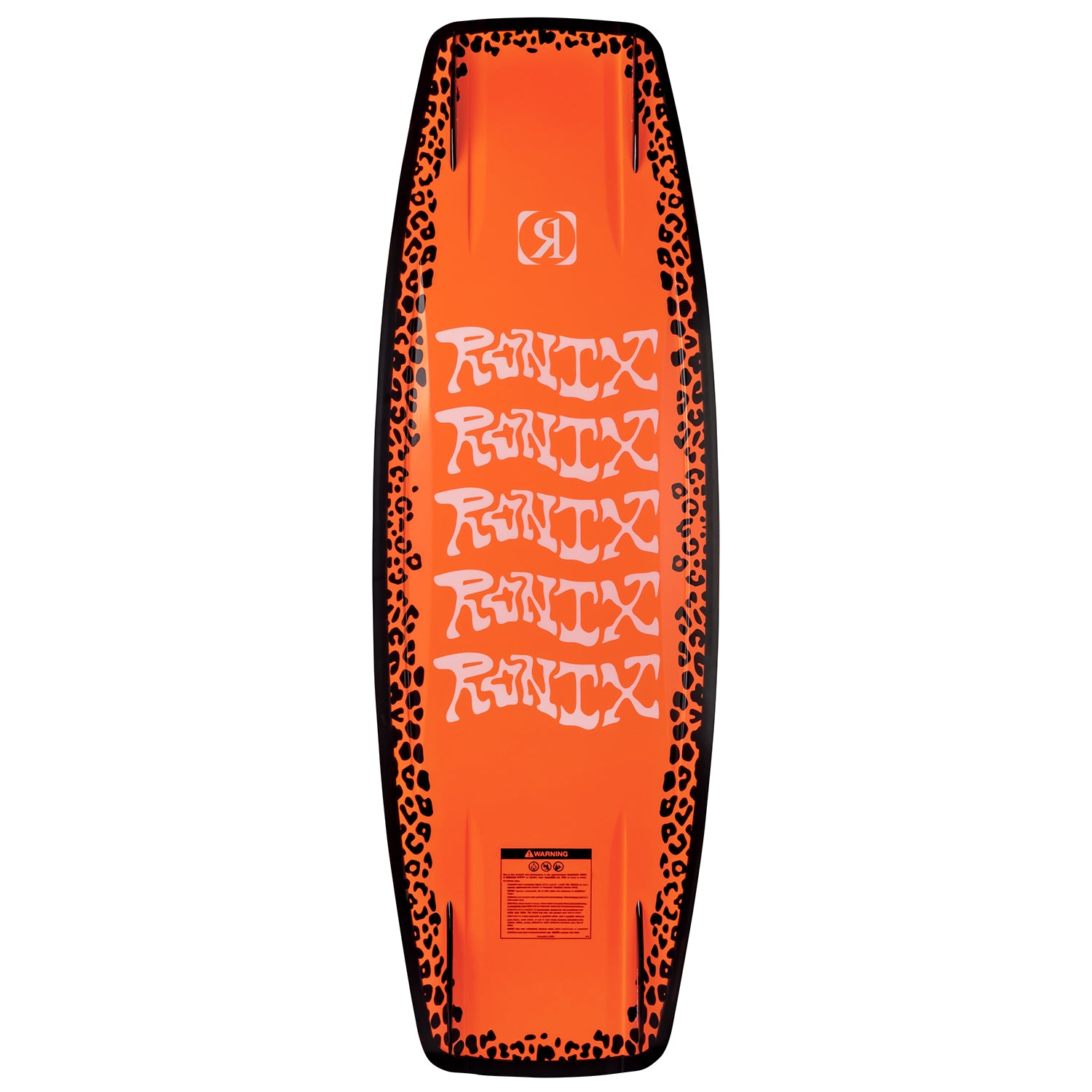 2027 Ronix Rise Wakeboard Matte Black Cheetah — base channels and fin detail