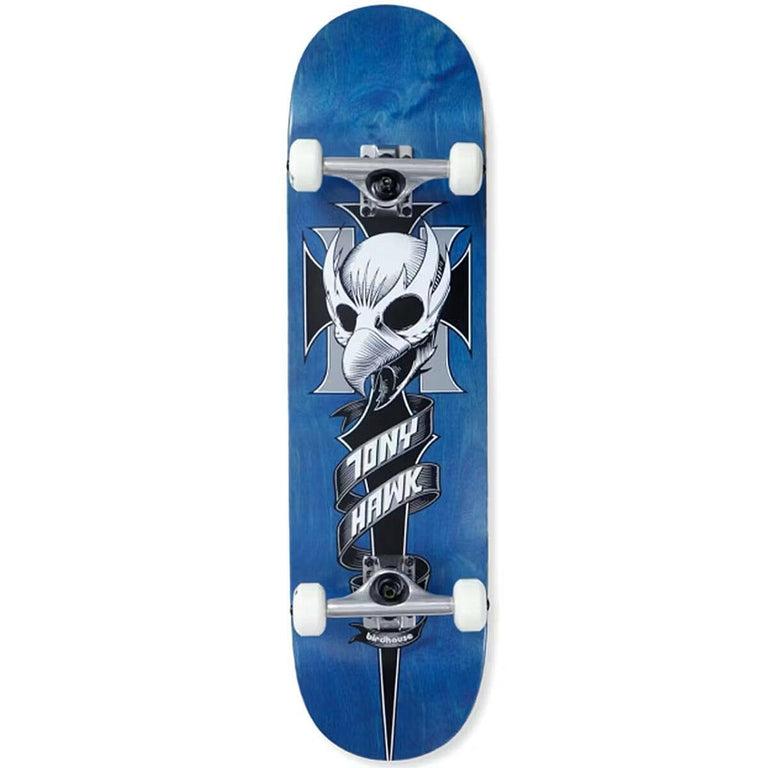 Birdhouse Level 1 Tony Hawk Crest Complete Skateboard Blue 8.25