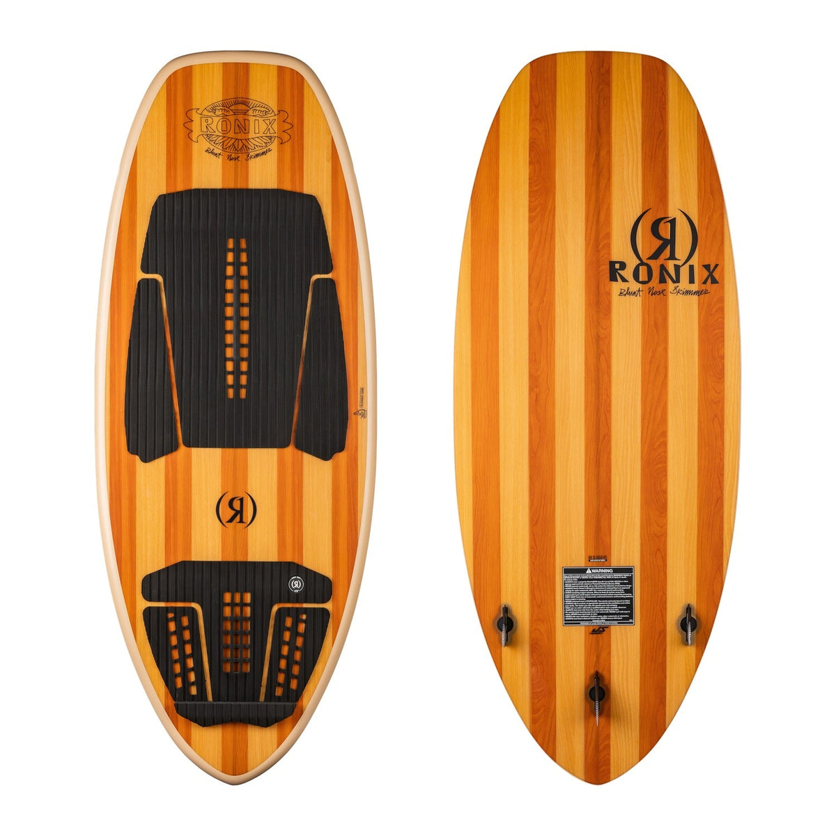 2027 Ronix Blunt Nose Skimmer Wakesurf Wood Inlay — topsheet and base together