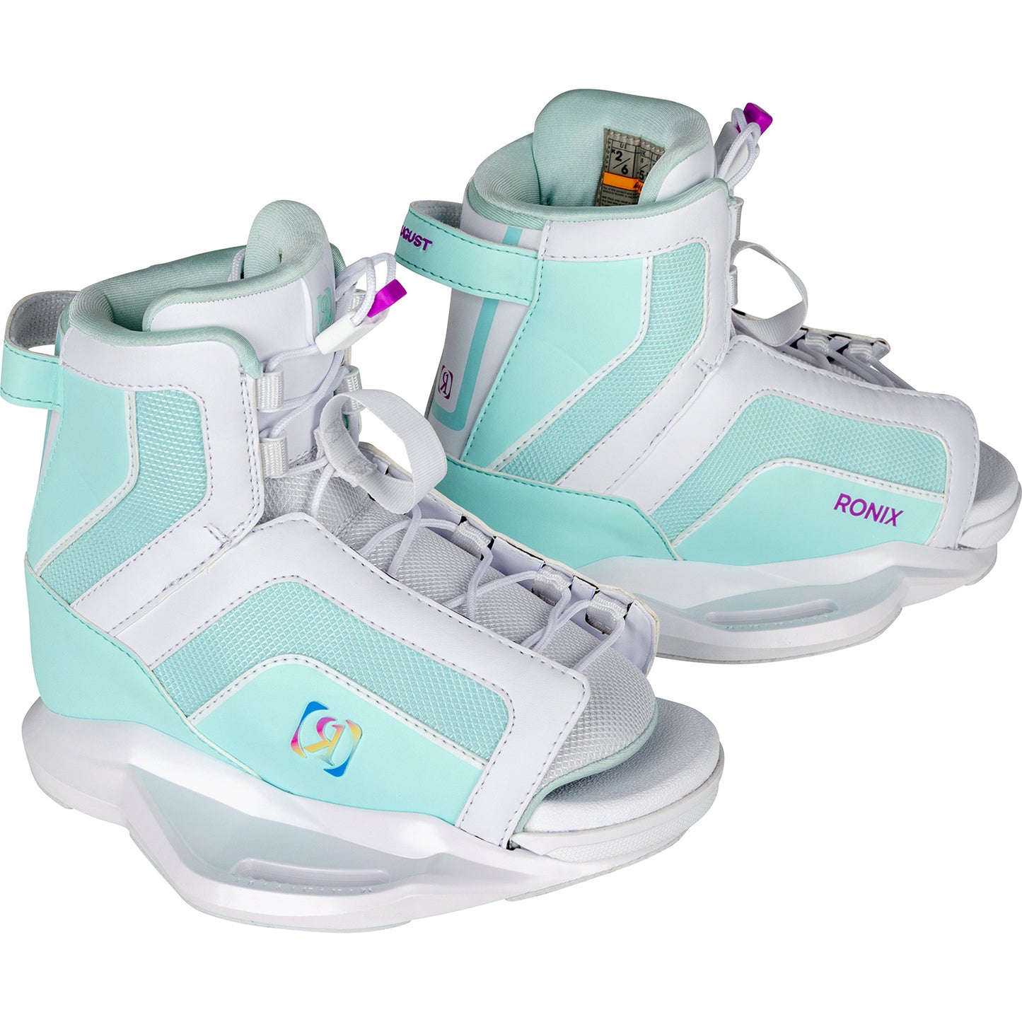 2027 Ronix August Kids Wakeboard Boots White / Mint — side profile