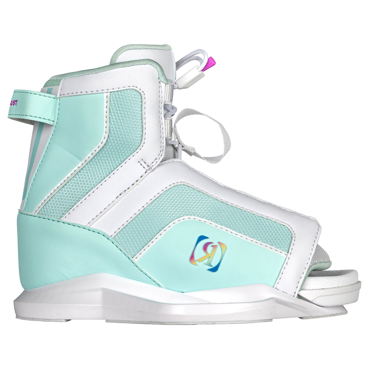 2027 Ronix August Kids Wakeboard Boots White / Mint — AutoLock lacing detail