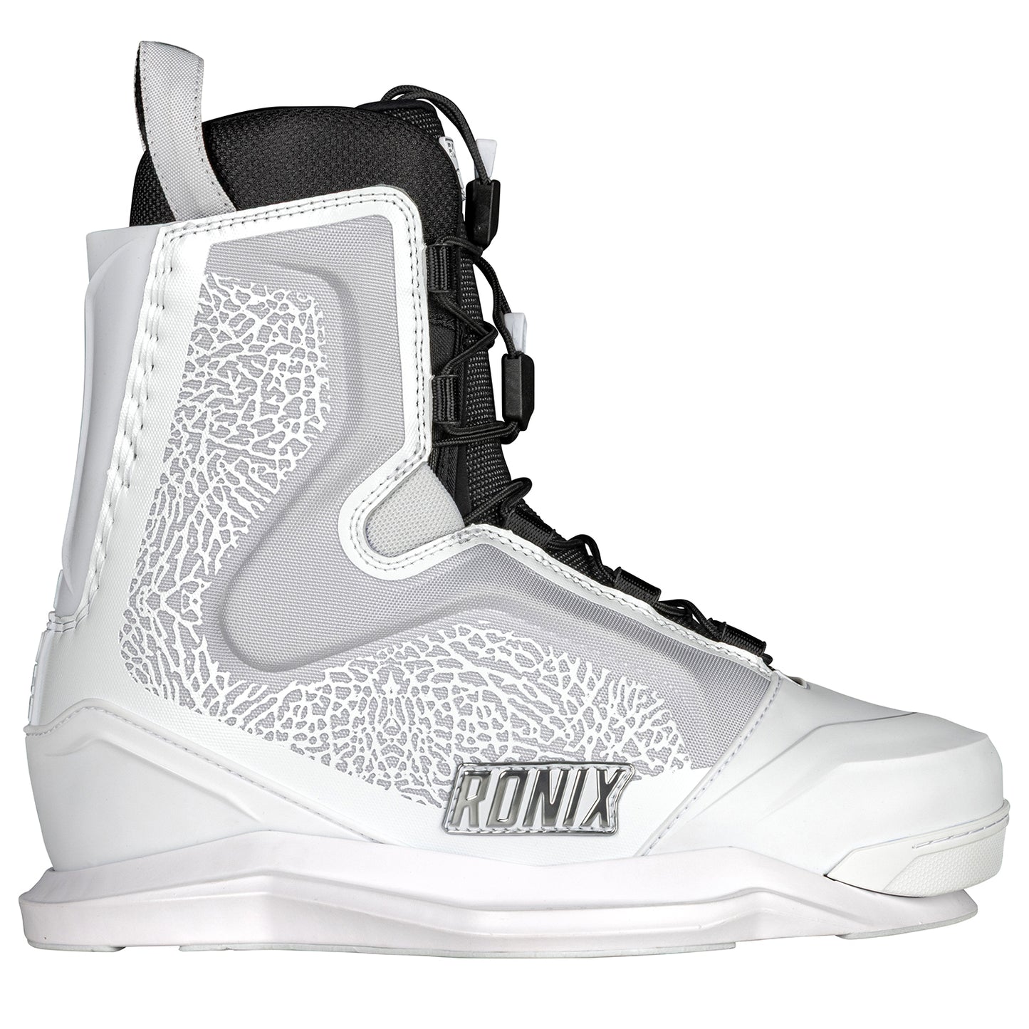 2027 Ronix One Wakeboard Boots White Elephant / Chrome — Mainframe 2.0 High Cut chassis