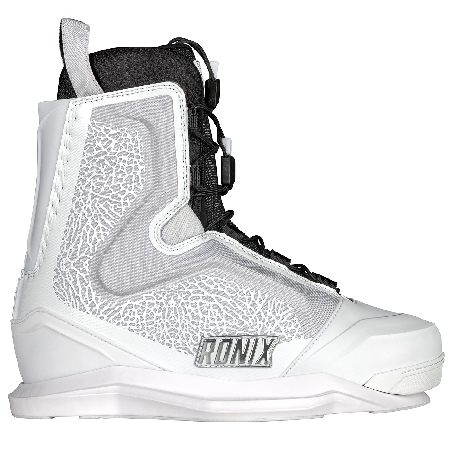 2027 Ronix One Wakeboard Boots White Elephant / Chrome — Mainframe 2.0 High Cut chassis