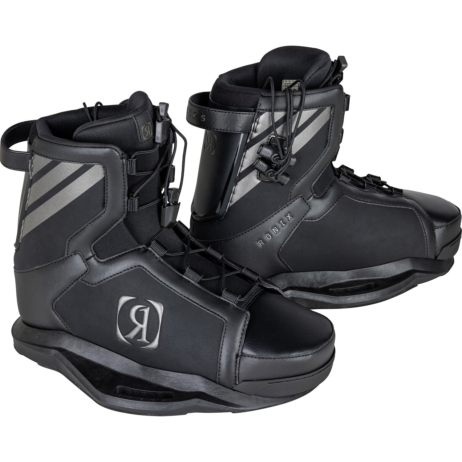 2027 Ronix Parks Wakeboard Boots Black / Charcoal — side profile