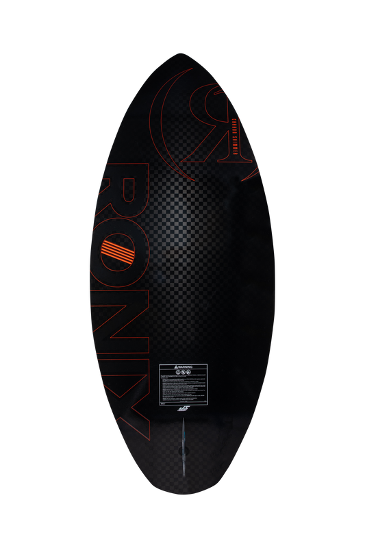 2027 Ronix Carbon Air Core 4 Skimmer Wakesurf Metallic Black / Red — base with Button Fin System