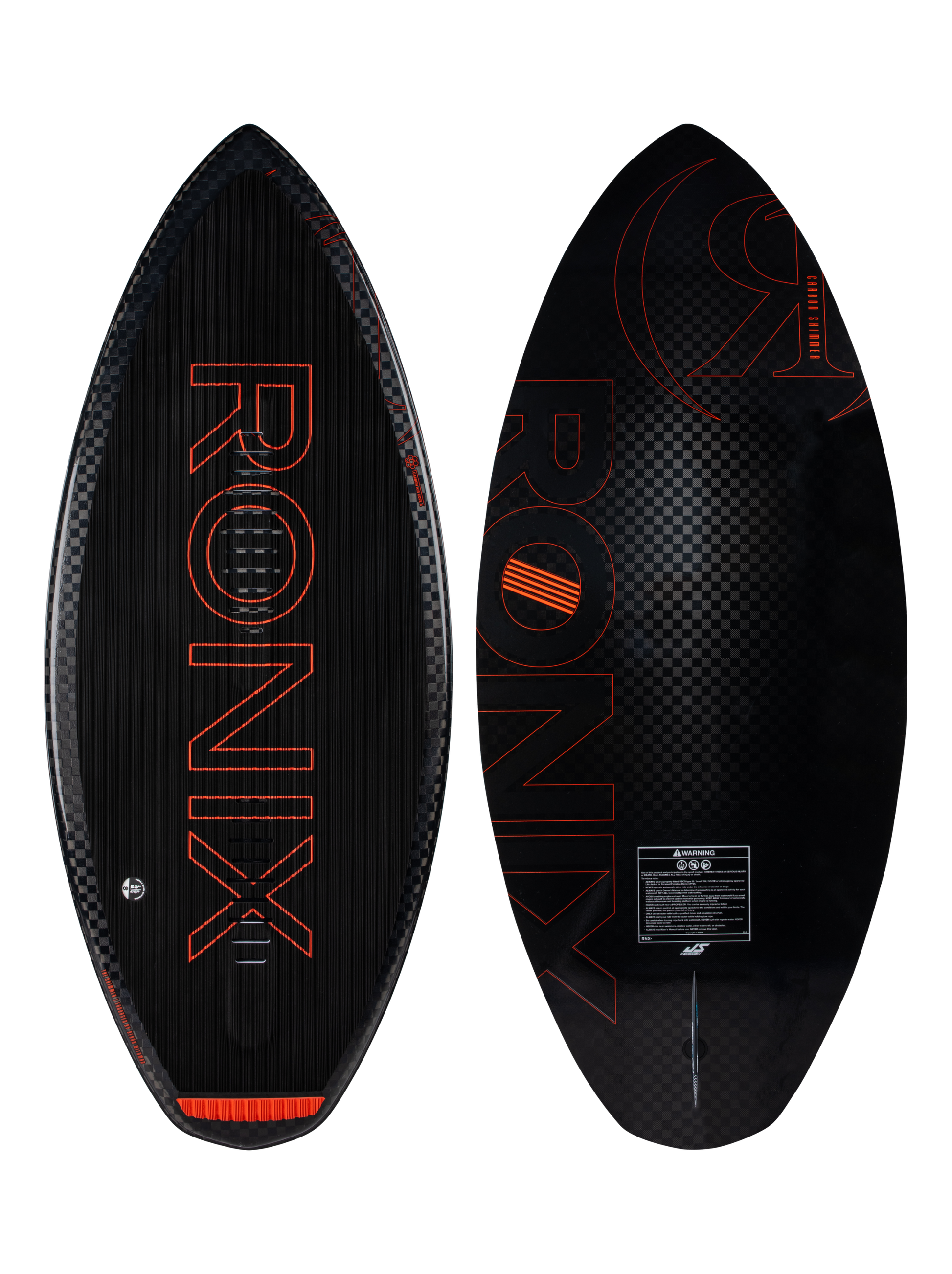 2027 Ronix Carbon Air Core 4 Skimmer Wakesurf Metallic Black / Red — topsheet and base together