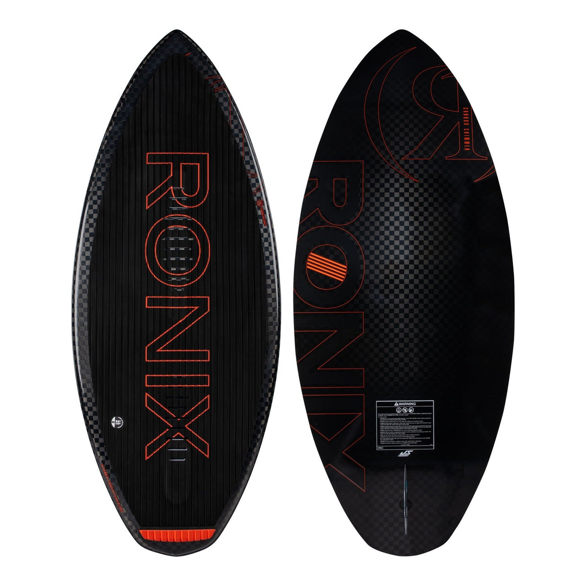 2027 Ronix Carbon Air Core 4 Skimmer Wakesurf Metallic Black / Red — topsheet and base together