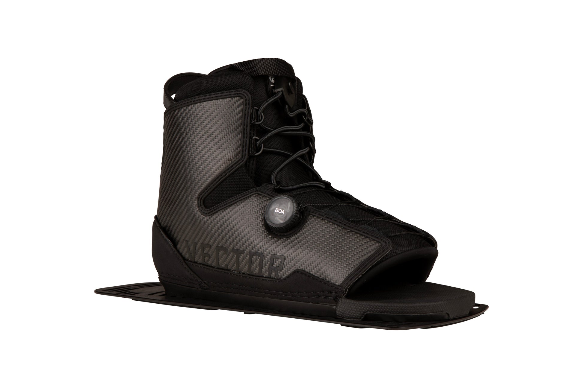 2027 Radar Carbitex Vector BOA REAR Boot (Alum) Carbon — angled view showing the aluminium plate