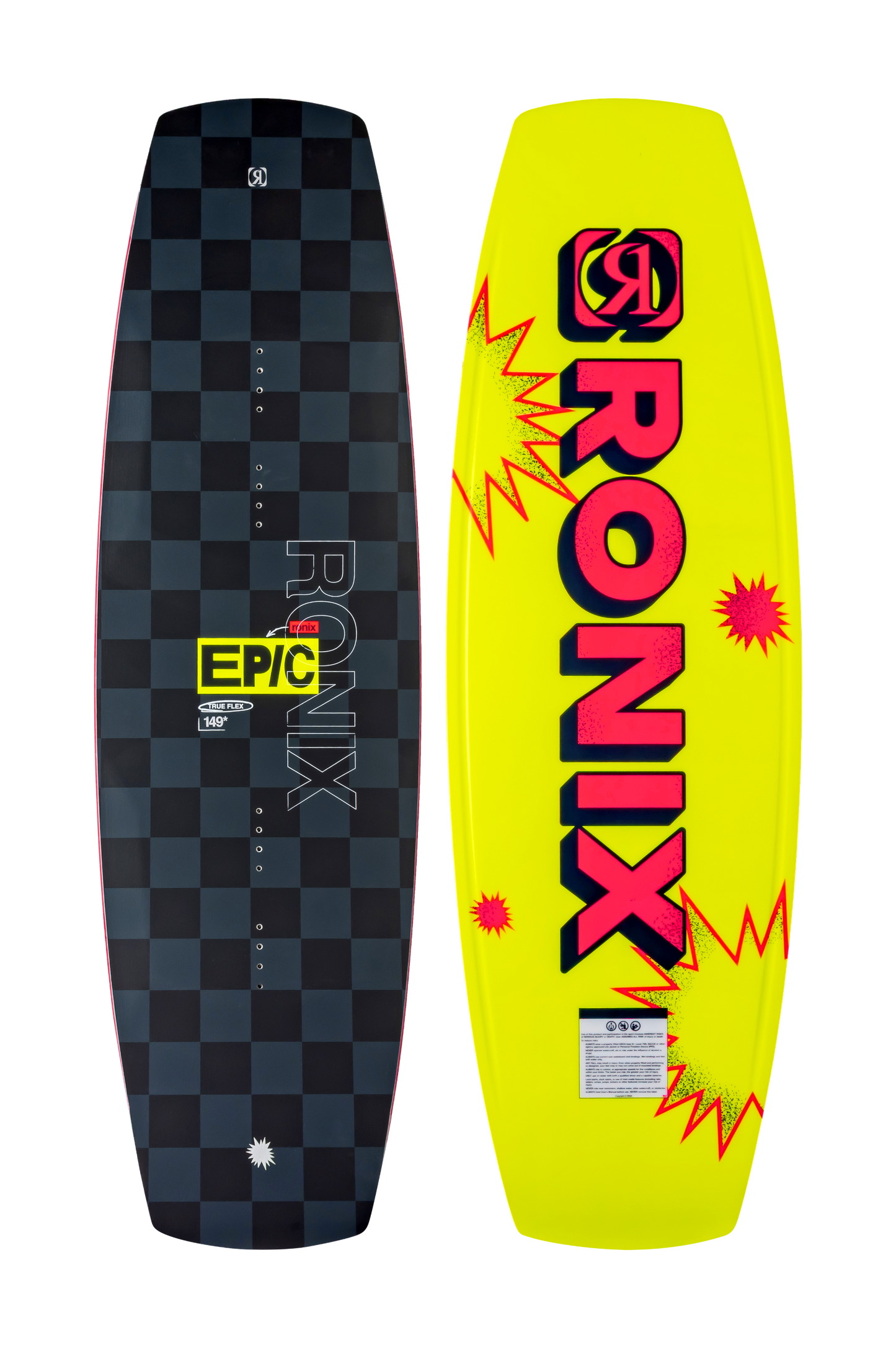 2027 Ronix Epic Wakeboard Black / Yellow / Pop Art — topsheet and base together